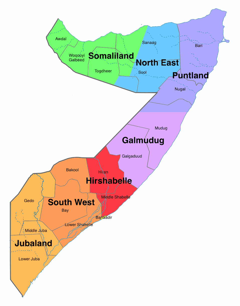 Somalia federal states map
